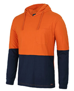 HI VIS L/S COTTON TEE WITH HOOD-6HCTL