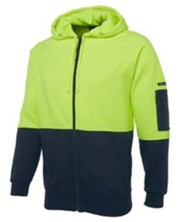 HI VIS FULL ZIP FLEECY HOODIE-6HVH